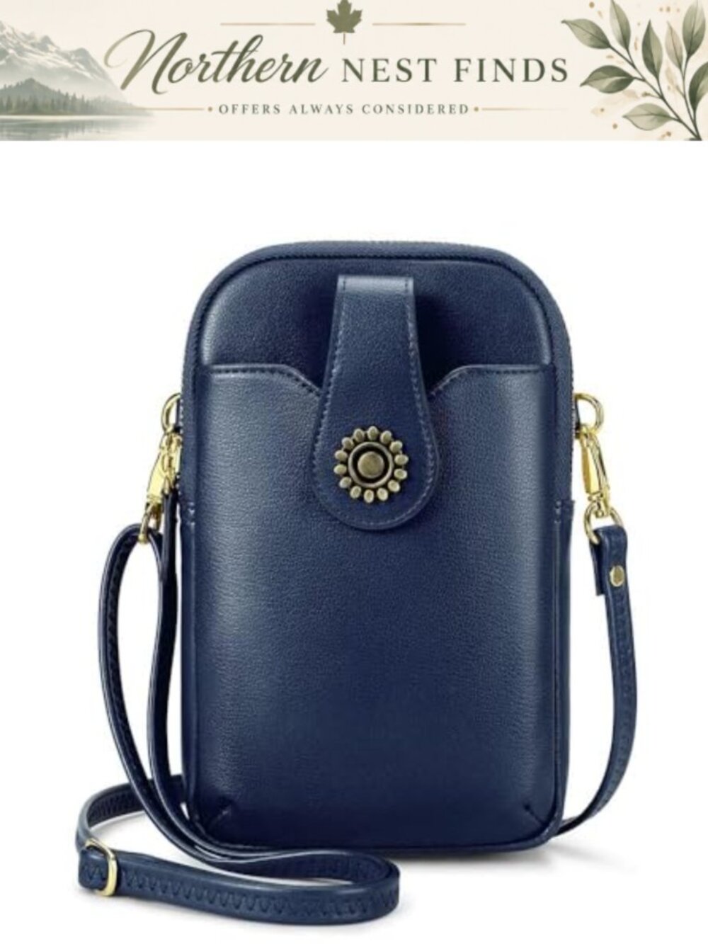 Small Vegan Leather Crossbody Bag for Women, Cell Phone Purse with Zipper
